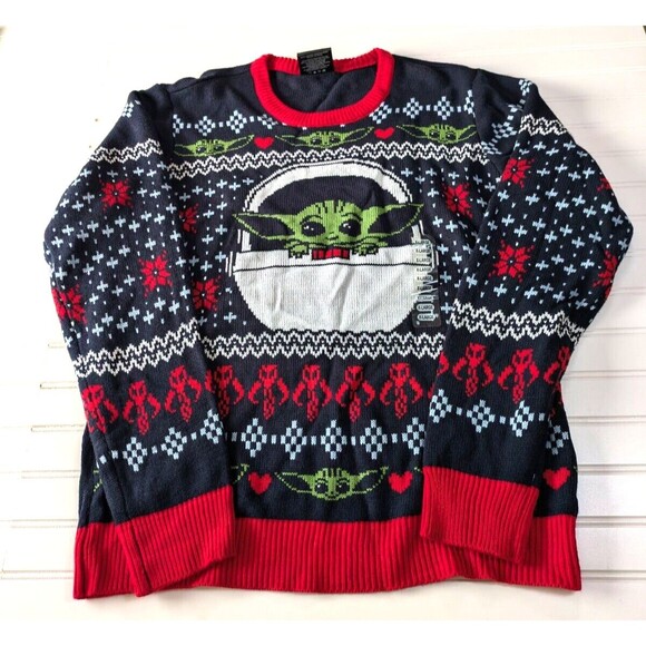 Geeknet Star Wars Christmas Sweater Mens XL Baby Yoda Fair Isle Holiday Festive - Picture 4 of 12